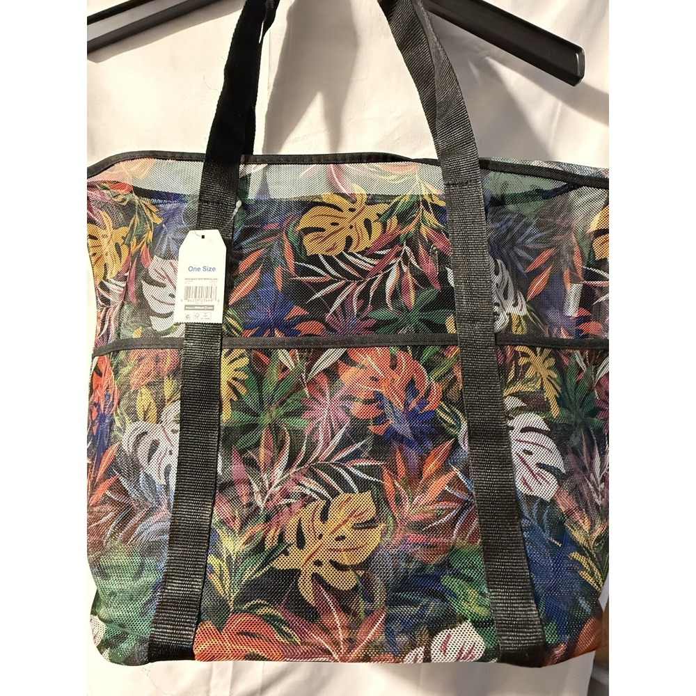 Lot of 8 Mesh Beach Tote Bags Tropical Leaf Large Travel Pool Shopping NWT